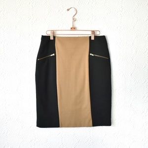 Cynthia Rowley Black & Tan Colorblock Skirt